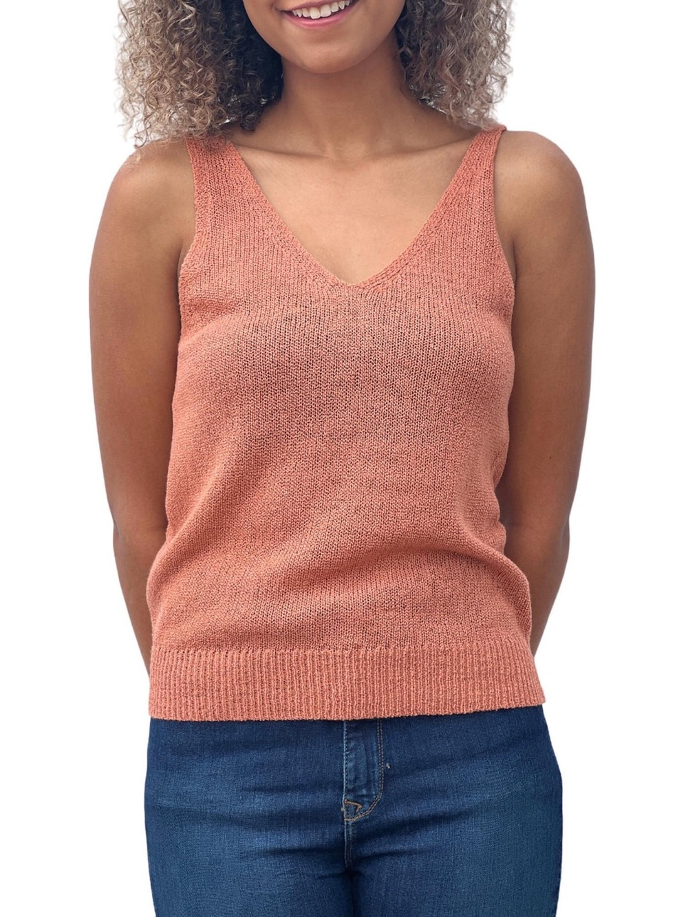 NWT Be Cool Los Angeles V Neck Knit Tank Top In Papaya Color Women’s Size Medium